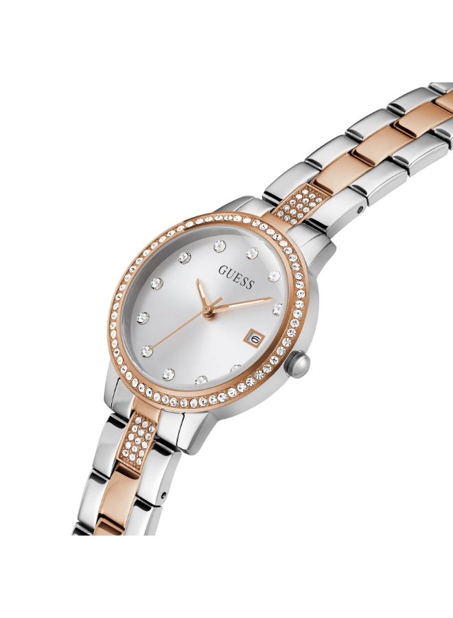 GUESS Women’s Two-Tone Silver & Rose Gold Stainless Steel Quartz Watch GW0725L2 - Image 4